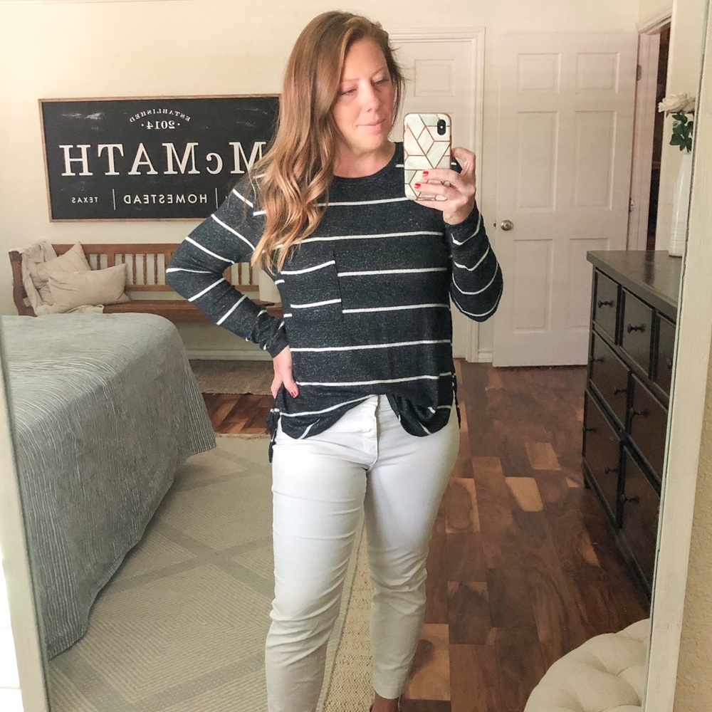 Black white striped shirt *LIKE NEW*